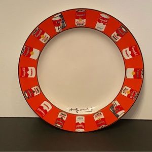 ANDY WARHOL CAMPBELL’S TOMATO SOUP CAN 8” SALAD PLATE POP BLOCK ART SERIES HOME